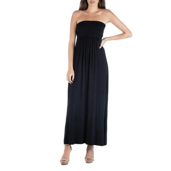 Hourglass Lilly Women's Strapless Side Ruched Bandeau Bra Like Maxi Dress M - Picture 1 of 6